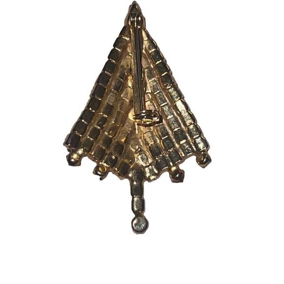 Vintage Mid Century Modern Red Green Rhinestone Christmas Tree Retro Brooch Pin - Picture 6 of 6